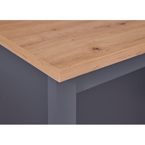 ISOLA NELLINA PER CUCINA 2 RIPIANI E VANO SGABELLI 124x75x91,5CM LAMINATO GRIGIO E QUERCIA ARTISAN