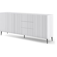 Mobile tv soggiorno RAVENNA cm 200x42x87H Bianco opaco piedi neri BIM FORNITURE