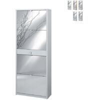 Scarpiera quattro ante a specchio un cassetto Bianco Cenere 63x29x h164 cm