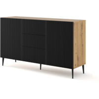 MOBILE RAVENNA B MOBILE IN MDF RIVESTITO IN LEGNO 2D3S 150 ROVERE ARTIGIANALE NERO OPACO GAMBE NERE