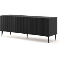 MOBILE RAVENNA B PORTA TV IN MDF RIVESTITO IN FOGLIO 3D 150 NERO OPACO GAMBE NERE