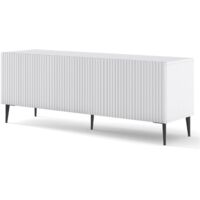 MOBILE RAVENNA B PORTA TV IN MDF RIVESTITO IN FOGLIO 3D 150 BIANCO OPACO GAMBE NERE