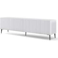 MOBILE RAVENNA B PORTA TV IN MDF RIVESTITO 4D 200 BIANCO OPACO GAMBE NERE