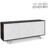 Mobile madia 3 ante con apertura a spinta h74 l177 p41 struttura nero ossido color bianco ossido 7073k sarmog - Sarmog