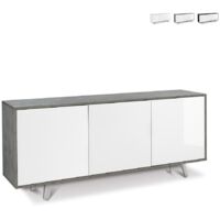Mobile madia 3 ante e 3 ripiani interni h74 l177 p41 cm struttura color cemento frontali bianco lucido 7073k sarmog - Sarmog