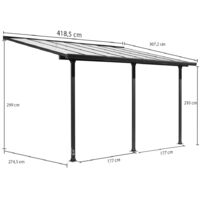 Tettoia Da Esterno In Policarbonato E Alluminio 485x300x253 Cm - Carport Per Auto E Riparo - Foto 9