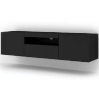 MOBILE TV PIANO TV SOSPESO O A TERRA NERO OPACO (NO LED) 150x37x42cm AURA
