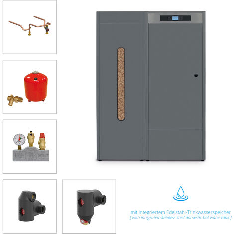Solarbayer Pelletkesselset PLT-AC Compact 18 kW integrierter Trinkwasserspeicher