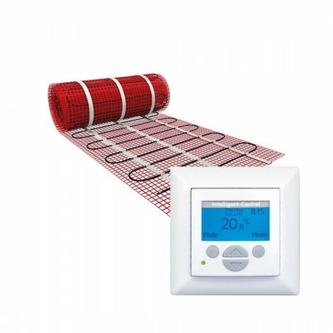 Elektrische Fußbodenheizung 150 Watt Elektrische Bodenheizung TWIN Technologie Digital Weiß 1,5 m²