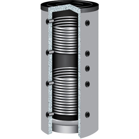 300 Liter TWL Pufferspeicher 90° PR2-300 2 Wärmetauscher 100mm Isolierung