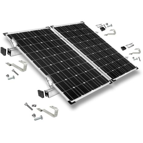 Befestigungskit mit Biberschwanz Dachhaken für Schrägdachmontage 2 Solarpanele 0% nach §12 Abs. 3 UstG