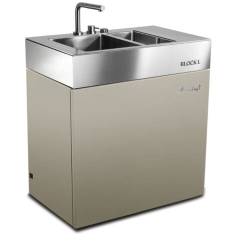 Flammkraft Outdoor-Küchenmodul BLOCK L Taupe Waschbecken Grillmodul BBQ