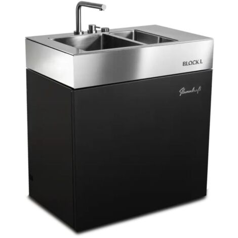 Flammkraft Outdoor-Küchenmodul BLOCK L Elfenbeinschwarz Waschbecken Grill