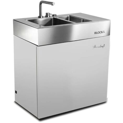 Flammkraft Outdoor-Küchenmodul BLOCK L Lichtgrau Waschbecken Grillmodul BBQ
