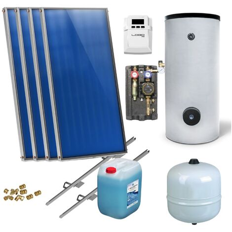 Flachkollektoren Warmwasser Solarpaket 4 Kollektoren Speicher Flachkollektor