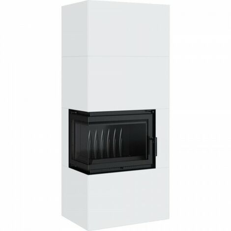 Kaminofen Kratki Simple Box Stahl Weiss links 8 kW Holzofen Bausatz Kamin