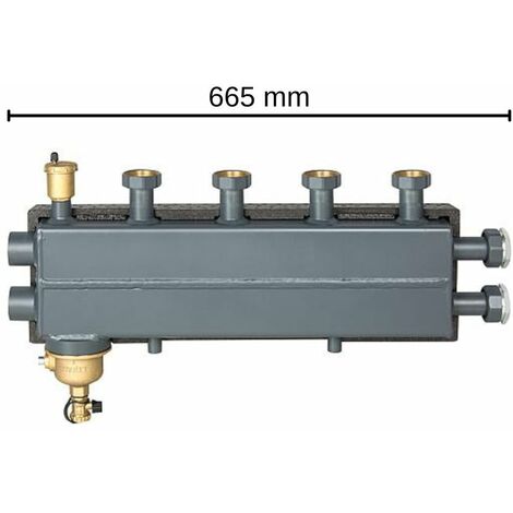 Kombi-Heizungsverteiler mit Hydraulischer Weiche Magnetschlammabscheider und Entlüfter 2+1 HK
