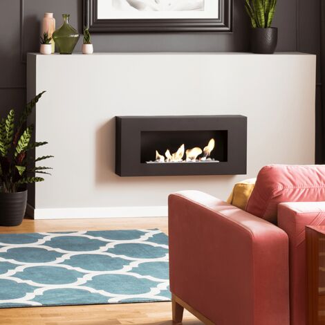 Bioethanol Ethanol Kamin Biokamin DELTA FLAT Schwarz Wandkamin Kamin Ofen