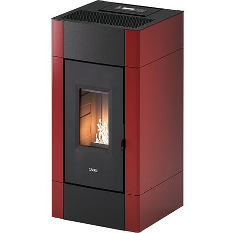 Cadel Pelletofen Cristal 9 Metall Rot 8,5 kW Pellet Air Kamin Kaminofen belüftet