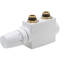 MERT Design Anschlussarmatur Ventilhahnblock Weiss/Chrom Badheizkörper 1000-SAMISET-W
