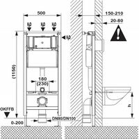 WC Element Vorwandelement mit Spülkasten Wand BH 115cm Betätigungsplatte