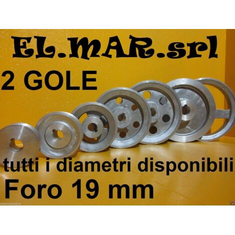Puleggia Foro 19 mm 2 Gole Sez A Alluminio  58 mm