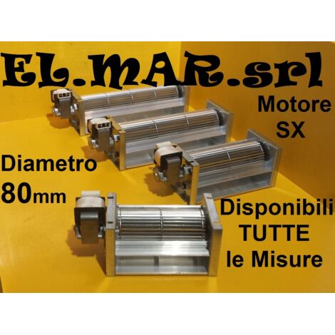 Ventilatore Tangenziale Motore Sinistro diametro 80 mm Ventola Singola Stufa a Pellet  300 mm
