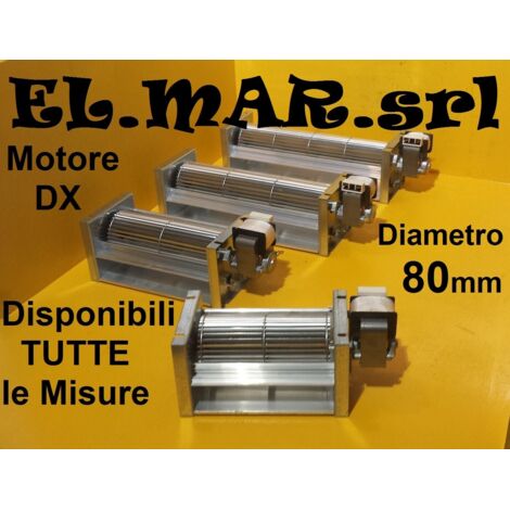 Ventilatore Tangenziale Motore Destro diametro 80 mm Ventola Singola Stufa a Pellet  180 mm
