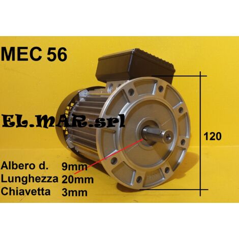 0,12 HP 0,09 KW Mec56 1400 Giri Motore Elettrico Monofase 4 Poli  B5 Flangiato