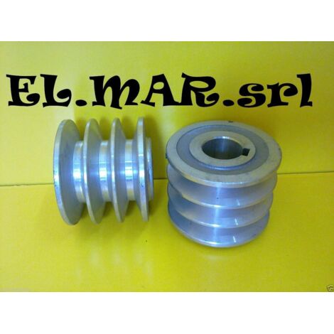 Puleggia Foro 24 mm 3 Gole x Motore Elettrico Sezione A Alluminio  68 mm
