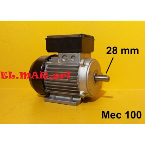3 HP 2,2 KW Mec 100 1400 Giri Motore Elettrico Monofase 4 Poli  B3 con piedini - Interruttore con Bob. di Minima + emergenza
