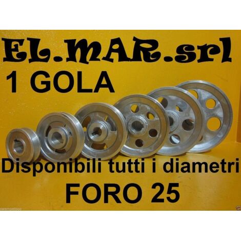 Puleggia Foro 25 mm 1 Gola Sez A Alluminio  128 mm