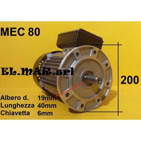1 HP 0,75 KW Mec 80 900 Giri Motore Elettrico Monofase 6 Poli B5 Flangiato - Interruttore con Invertitore di marcia
