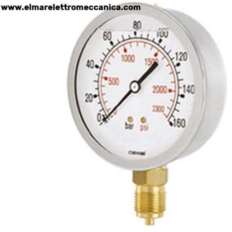 0-600 BAR 1/4" RADIALE diam.63 mm Manometro Glicerina Acciaio Idropulitrice