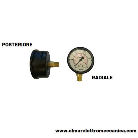 0-250 BAR 1/4" POSTERIORE diam.50 mm Manometro in Glicerina ABS Idropulitrice