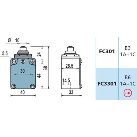 FC301 1NA + 1NC Interruttore di Posizione Finecorsa