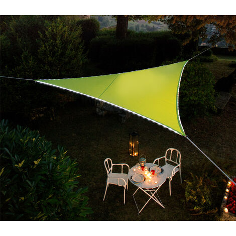 Voile d'ombrage LEDS solaires - 3.60 x 3.60 x 3.60 m Couleur: Vert Citron (1/2)