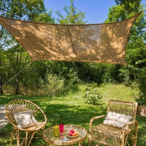 Voile d'ombrage naturel en jute 4 x 3 m