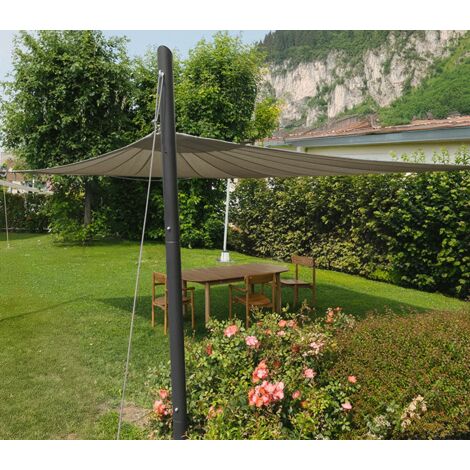 Direct Filet – Mât de voile d'ombrage rond 2.53m – Acier galvanisé Ø70mm – 5 points d'ancrage – Kit de tension et haubanage inclus