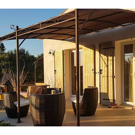 Toile d'ombrage pergola 3x3 m perméable avec œillets à poser sur une structure  Couleur: Chocolat
