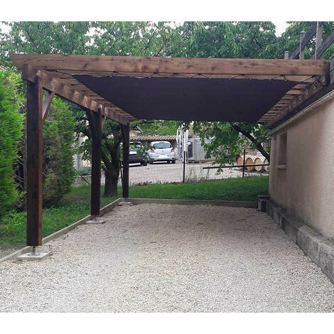 Toile d'ombrage pergola 3x3 m perméable avec œillets à poser sur une structure  Couleur: Chocolat