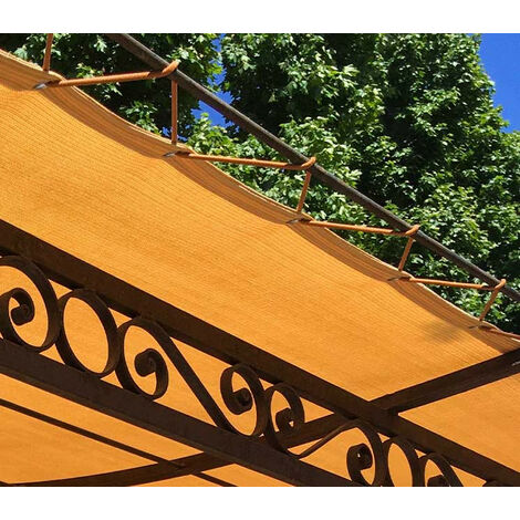 Toile d'ombrage pergola 4x4 m perméable avec œillets à poser sur une structure  Couleur: Beige (1/5)
