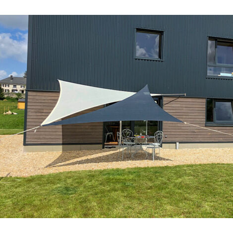 Voile d'ombrage triangulaire 4x4x5.6m perméable à suspendre Couleur: Crème (1/5)