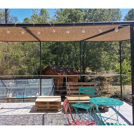 Direct Filet – Toile d'ombrage rectangulaire 3 x 5 m en fibre de coco imputrescible – Tissage ajouré pour faible prise au vent – À poser sur pergola (1/5)