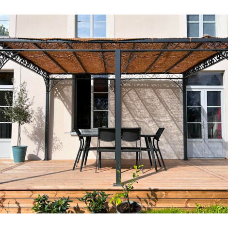 Direct Filet – Voile d'ombrage rectangulaire 3 x 4 m – Fibre de coco imputrescible – Tissage ajouré pour faible prise au vent – À poser sur pergola (1/5)