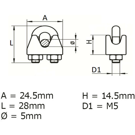 Serre-câble à étrier 5mm (Inox