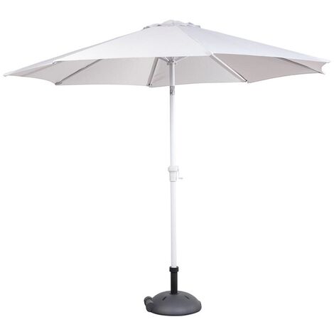 Ombrellone Da Giardino Tondo 270 Cm Grigio Chiaro - Con Apertura A Manovella E Base In Alluminio - Beliani - 2