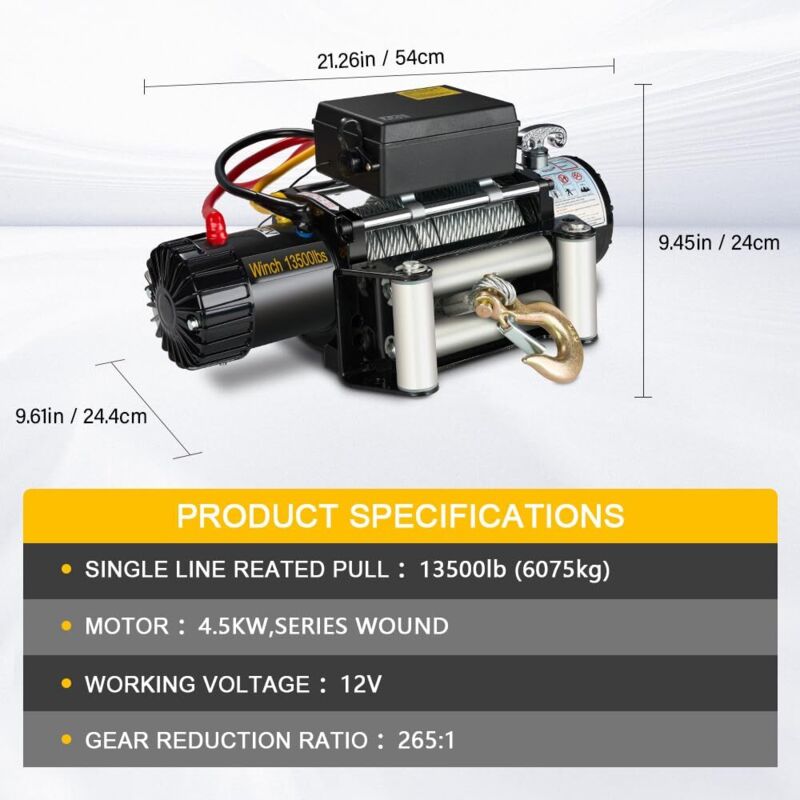 Treuil Électrique Sans Fil STANEW 4500lb - 12V Avec Câble Acier 6mmx10m Et Télécommande