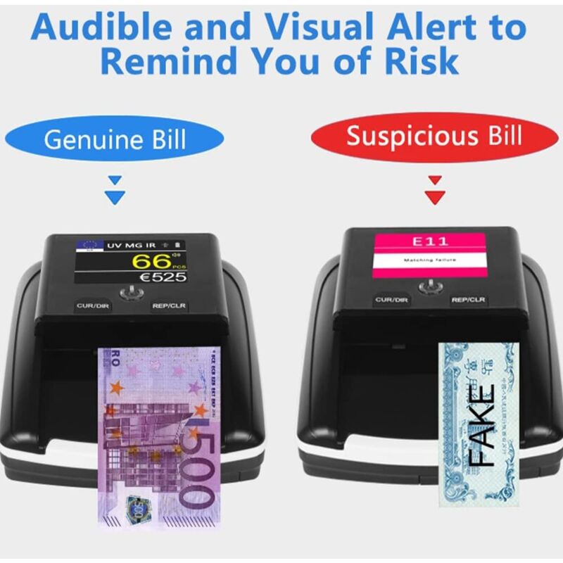Détecteur Et Compteur De Faux Billets Automatique - UV, MG, IR, Rechargeable, Pour Euros Et Dollars - 5