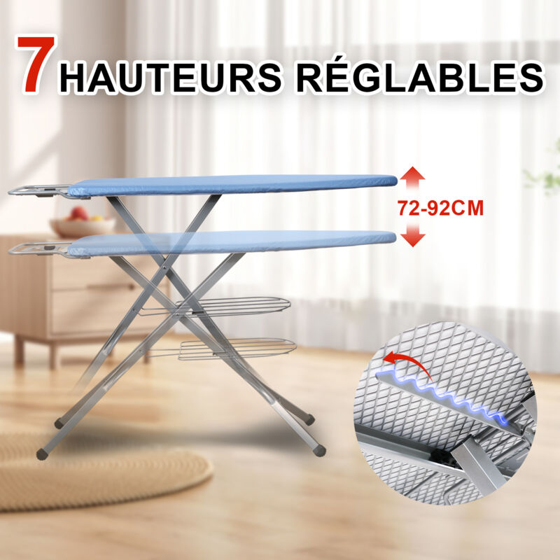 Table à Repasser Pliable STANEW - 41x85 Cm Dépliée - Avec Crochet Rotatif 360° - Pour Repassage Vertical Ou Plat - 8